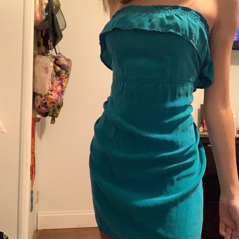 vintage turquoise silk dress